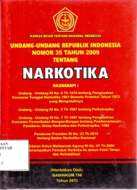 Image of Undang Undang Republik Indonesia Nomor 35 Tahun 2009 tentang Narkotika