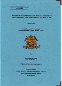 Image of Pengaruh Penambahan Alat Reverse Osmosis 12 Step Terhadap Kualitas Air Hasil Filtrasi Alami
