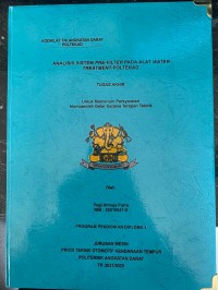 Image of Analisis Sistem Pre-Filter pada Alat WaterTreatment Poltekad